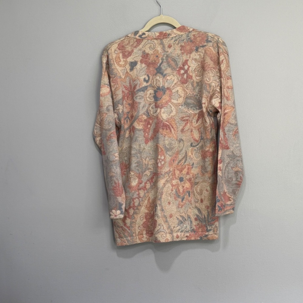 Gabriella T. Italy Floral Paisley Cotton Linen Knit Cardigan Sweater Sm cottage - Picture 4 of 7